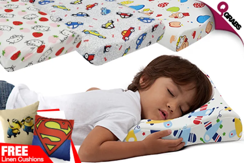For QR49 Improve Your Kid’s Sleep with Soft Memory Foam Pillows - Get FREE Minion or Superhero Linen Cushions! (QR149 Value)